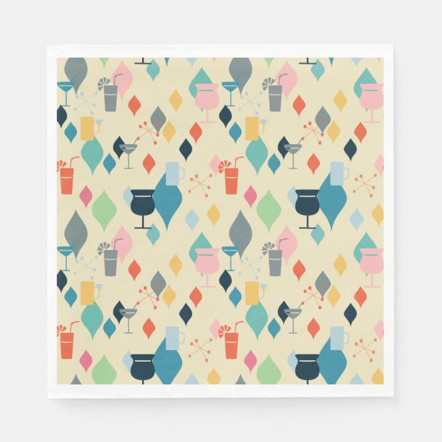 Mid Century Modern Drinks Napkins (Front)