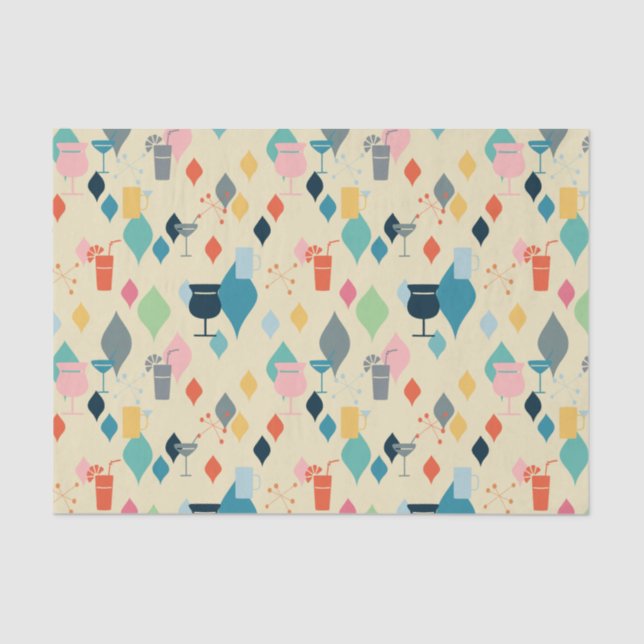 Mid Century Modern Drinks Tissue Paper (Front)
