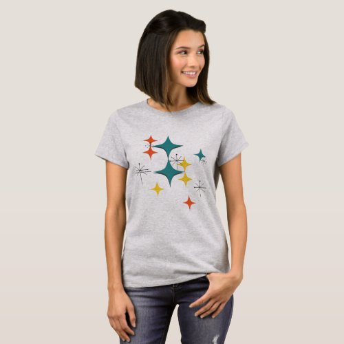 Mid Century Modern Eames Atomic Era Starburst Teal T_Shirt
