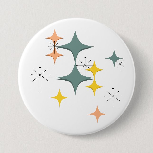 Mid Century Modern Eames Atomic Starbursts Custom Button (Front)