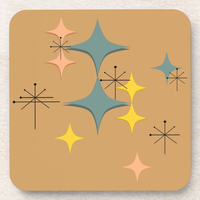Mid Century Modern Eames Atomic Starbursts Custom Coaster (Front)
