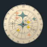 Mid Century Modern Eames Atomic Starbursts Custom Dartboard With Darts<br><div class="desc">This Mid Century Modern design created by Itaya is inspired by Eames Era atomic diamonds and starbursts pattern. The featured background color can be customized by you to any color you prefer. Feel free to customize as meets your needs.</div>