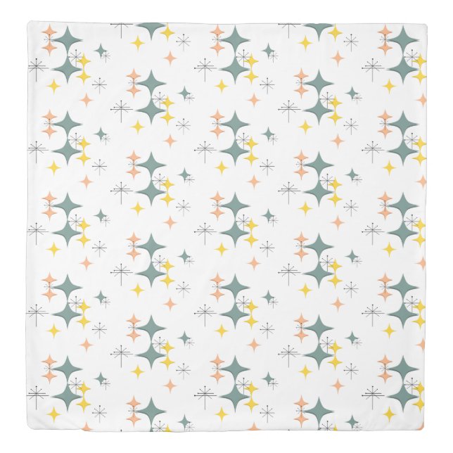 Mid Century Modern Eames Atomic Starbursts Custom Duvet Cover (Front)