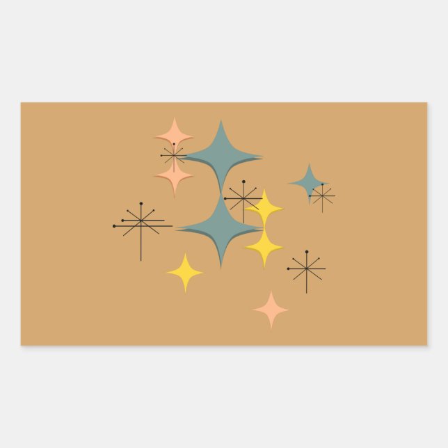 Mid Century Modern Eames Atomic Starbursts Custom Rectangular Sticker (Front)