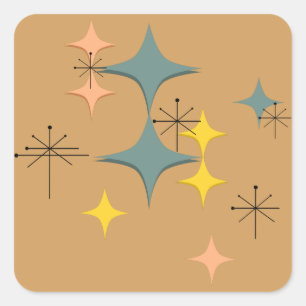 Mid Century Modern Eames Atomic Starbursts Custom Square Sticker