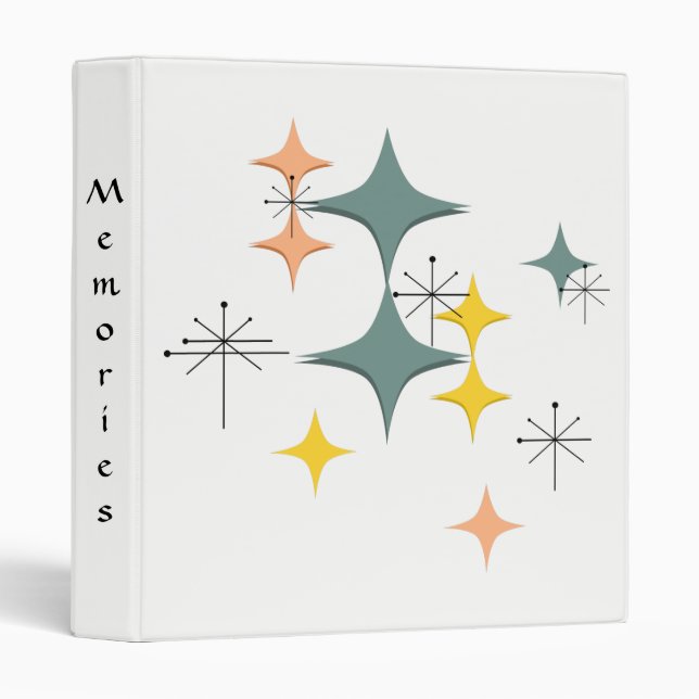 Mid Century Modern Eames Atomic Starbursts Journal 3 Ring Binder (Front/Spine)