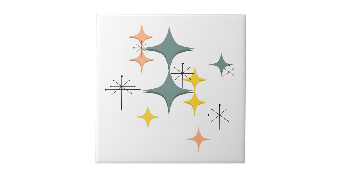 Mid Century Modern Eames Atomic Starbursts Pattern Ceramic Tile Eames Atomic Starbursts Pattern