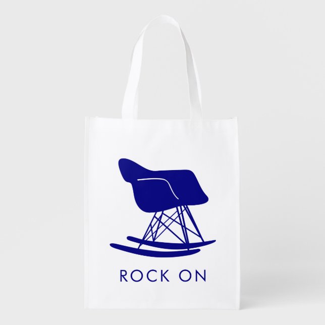 Mid Century Modern  Eames Chair Tote Bag, Navy (Front)