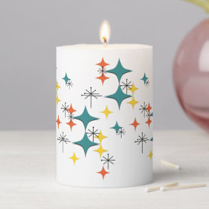 Mid Century Modern Eames Era Atomic Starbursts Pillar Candle