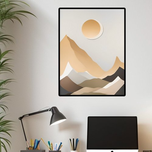 Mid Century Modern Eclypse Mountains Abstract Boho Poster