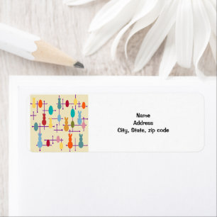 Mid-century Modern Eggs and Bunnies Label