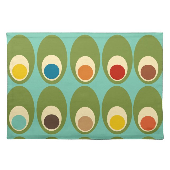 Mid-Century Modern Eggs  Cloth Placemat (Front)