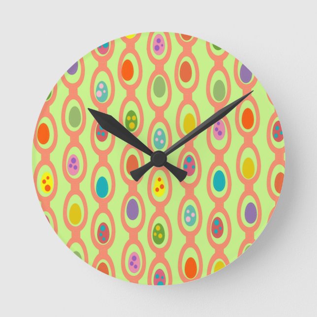 Mid-century Modern Eggs  Round Clock (Front)