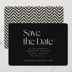 Mid Century Modern Elegant Geometric Black White Save The Date