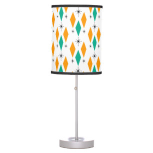 Mid Century Modern Era Diamonds Orange Turquoise Table Lamp