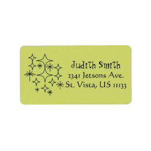 Mid Century Modern Era Diamonds Starbursts Custom Label