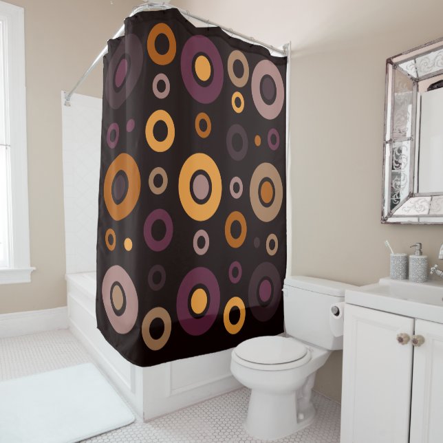 Mid-Century Modern Fall Geometric   Shower Curtain (In Situ)