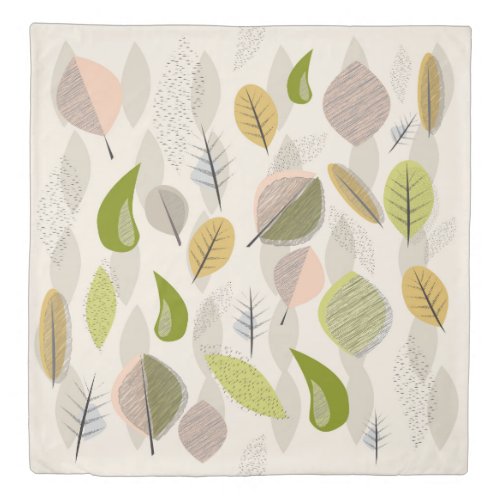 Mid Century Modern Falling Leaves Duvet Cover