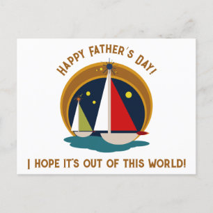 Mid Century Modern Father’s Day Retro Sailboats Postcard