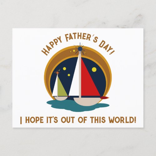 Mid Century Modern Fathers Day Retro Sailboats Postcard