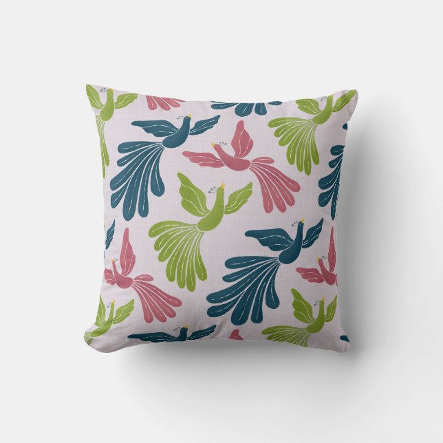 Mid-Century Modern Firebirds Throw Pillow (Front)