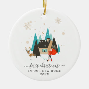 Mid-Century Modern   First Christmas New Home Ceramic Ornament