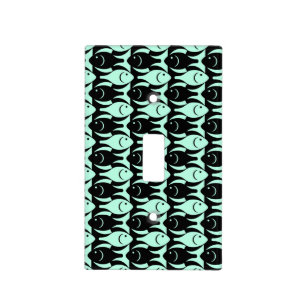 Mid-Century Modern fish, aqua and black Light Switch Cover