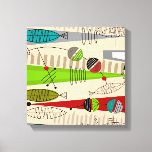 Mid Century Modern Fish Art Abstract Canvas Print