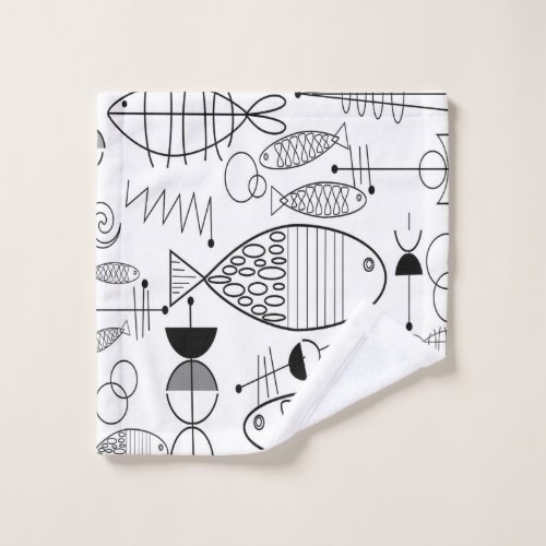 Mid-century Modern Fish Art Wash Cloth