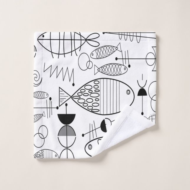 Mid-century Modern Fish Art Wash Cloth (Wash Cloth)