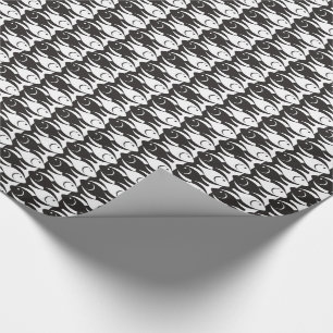 Mid-Century Modern fish, black and white Wrapping Paper