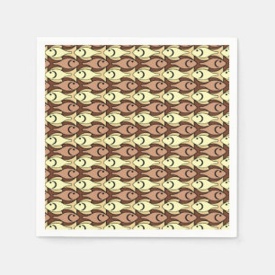 Mid-Century Modern fish, brown and yellow Napkins