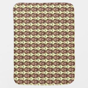 Mid-Century Modern fish, brown and yellow Stroller Blanket