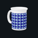 Mid-Century Modern fish, cobalt and light blue Drink Pitcher<br><div class="desc">Mid-Century Modern design of stylized fish,  alternating positive and negative space - mixed media graphic in deep cobalt and light sky blue</div>