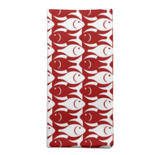 Mid-Century Modern fish, dark red and white Napkin