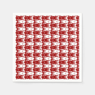 Mid-Century Modern fish, dark red and white Paper Napkins