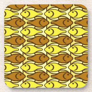 Mid-Century Modern fish, gold and brown Drink Coaster