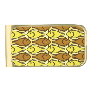Mid-Century Modern fish, gold and brown Finish Money Clip