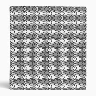 Mid-Century Modern fish, grey, white and black 3 Ring Binder