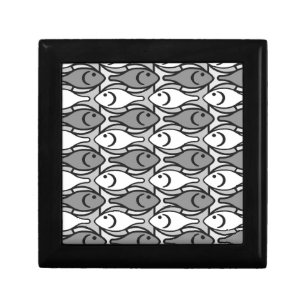 Mid-Century Modern fish, grey, white and black Keepsake Box