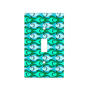 Mid-Century Modern fish, jade green and aqua Light Switch Cover