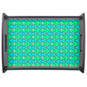 Mid-Century Modern fish, jade green Serving Tray