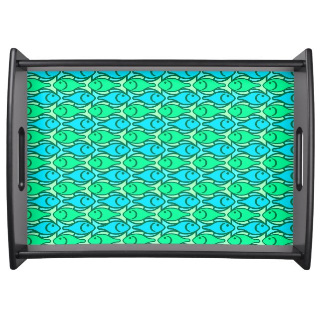 Mid-Century Modern fish, jade green Serving Tray (Front)