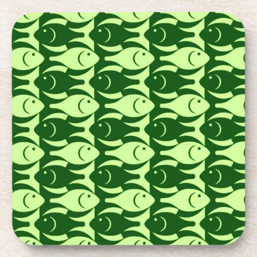 Mid_Century Modern fish lime and dark green Drink Coaster