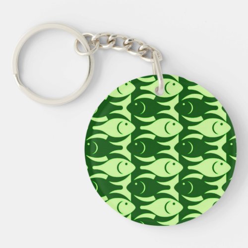 Mid_Century Modern fish lime and dark green Keychain