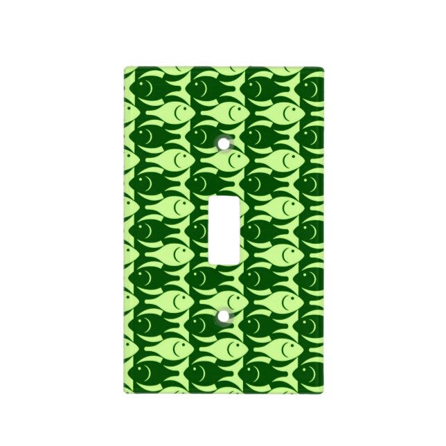 Mid-Century Modern fish, lime and dark green Light Switch Cover (Front)