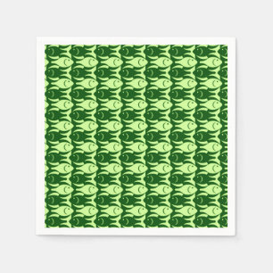 Mid-Century Modern fish, lime and dark green Paper Napkins