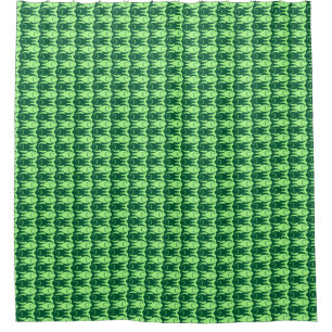 Mid-Century Modern fish, lime and emerald green Shower Curtain