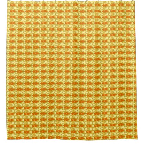 Mid_Century Modern Fish Mustard Yellow  Orange Shower Curtain