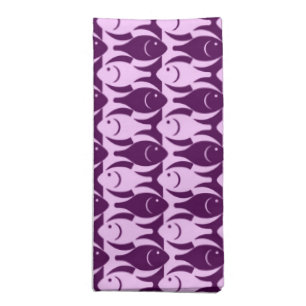 Mid-Century Modern fish, orchid and purple Napkin